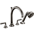 Brizo Beauclere Deck Mounted  Roman Tub Filler with Integrated Diverter and Hand Shower - Less Handles and Rough In Brilliance Black Onyx