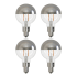 Bulbrite Pack of (4) 2.5 Watt Dimmable G16 Candelabra (E12) LED Bulbs - 200 Lumens, 2700K, and 90CRI Half Mirror