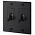 Buster + Punch 2 Gang 15 Ampere 3 Way Standard Modern Industrial Power Light Toggle Switch with Diamond Knurled Toggles Black