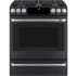Cafe 30 Inch Wide 5.7 Cu. Ft. Slide In Dual Fuel Range with Touch Controls and Warming Drawer Matte Black