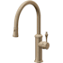 California Faucets Davoli 1.8 GPM Single Hole Pull Down Kitchen Faucet with 61 Series Handle and Low Arc Spout Antique Brass Flat