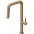 California Faucets Poetto 1.8 GPM Single Hole Pull Down Kitchen Faucet with BSST Series Handle Antique Brass Flat