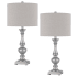 Cal Lighting Pair of (2) Nampa 2 Light 28" Tall Accent Table Lamp Antique Silver