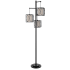 Cal Lighting Lantern 3 Light 73" Tall Tree Floor Lamp Black Iron
