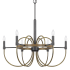 Cal Lighting Seagrove 6 Light 31" Wide Taper Candle Style Chandelier Antique Brass / Charcoal Grey / Wood