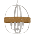Cal Lighting Barton 4 Light 21" Wide Pendant with Burlap Accents White Washed