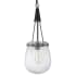Cal Lighting Cordoba 8" Wide Mini Pendant with Fluted Glass Shade Glass / Iron Gray / Antique Brass