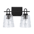 Capital Lighting 2 Light 15" Wide Bathroom Vanity Light with Patterned/Etched Glass Shades Black Iron