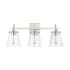 Capital Lighting 3 Light 10-1/2" Tall Bathroom Vanity Light with Clear Seedy Glass Shades Brushed Nickel