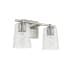 Capital Lighting 2 Light 15" Wide Bathroom Vanity Light with Patterned / Etched Glass Shades Brushed Nickel