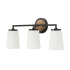 Capital Lighting Jonah 3 Light 24" Wide Vanity Light with Soft White Glass Shades Light Wood / Matte Black