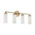 Capital Lighting Alyssa 4 Light 28" Wide Vanity Light with Faux Alabaster Glass Shades Aged Brass