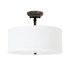 Capital Lighting Loft 3 Light 15" Wide Semi-Flush Drum Ceiling Fixture with White Shade Brushed Bronze