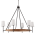 Capital Lighting Jonah 6 Light 42" Wide Taper Candle Ring Chandelier with White Fabric Shades Light Wood / Matte Black