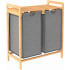 ClosetMaid Bamboo 25" Wide Double Hamper Laundry Sliding Baskets Storage with Slatted Top Shelf Brown