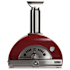 Coyote 30 Inch Natural Gas or Wood Hybrid Freestanding Pizza Oven with Temperature Gauge and Thermoshift Chimney System Red