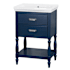 CRAFT + MAIN Cherie 23-5/8" Free Standing Vanity Set with Wood Cabinet, Ceramic Top, and Integrated Sink Royal Blue