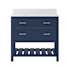 CRAFT + MAIN Lawson 37" Free Standing Single Basin Vanity Set with Cabinet and Calacatta Bianco Quartz Vanity Top Aegean Blue
