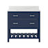 CRAFT + MAIN Lawson 37" Free Standing Single Basin Vanity Set with Cabinet and Calacatta Bianco Quartz Vanity Top with Single Faucet Hole Aegean Blue