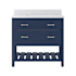 CRAFT + MAIN Lawson 37" Free Standing Single Basin Vanity Set with Cabinet and Carrara Vita Quartz Vanity Top Aegean Blue