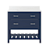 CRAFT + MAIN Lawson 37" Free Standing Single Basin Vanity Set with Cabinet and Snow White Quartz Vanity Top with Single Faucet Hole Aegean Blue