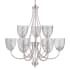 Craftmade Serene 9 Light 30" Wide Chandelier with Seedy Glass Shades Brushed Polished Nickel