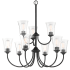 Craftmade Gwyneth 9 Light 32" Wide Chandelier with Seedy Glass Shades Flat Black