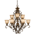 Crystorama Lighting Group Norwalk 9 Light 34" Wide Chandelier Includes Patterned Glass Shades Bronze Umber