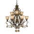 Crystorama Lighting Group Norwalk 9 Light 34" Wide Crystal Chandelier with Patterned Glass Shades and Golden Teak Hand Cut Crystal Accents Bronze Umber