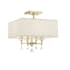 Crystorama Lighting Group Paxton 4 Light 16" Wide Semi-Flush Ceiling Fixture with Silk Shade and Clear Glass Accents Aged Brass