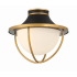 Crystorama Lighting Group Atlas 2 Light 14" Wide Flush Mount Outdoor Ceiling Fixture Matte Black / Textured Gold