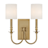 Crystorama Lighting Group Lloyd 2 Light 16" Tall Wall Sconce with Silk Shades Aged Brass