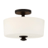 Crystorama Lighting Group Travis 2 Light 13" Wide Semi-Flush Drum Ceiling Fixture with Frosted Glass Shade Black Forged