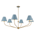 Crystorama Lighting Group Xavier 6 Light 48" Wide Chandelier with Steel Shades Vibrant Gold / Blue
