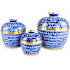 Currey and Company Varying Decorative Jar Set Blue / White / Brass