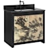 Currey and Company Karlson 36" Free Standing Single Basin Vanity Set with Cabinet and Marble Vanity Top Stained Vellum / Caviar Black / Faux Bone / White