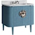 Currey and Company Briallen 36" Free Standing Single Basin Vanity Set with Cabinet and Marble Vanity Top Laquered Blue Linen / Natural / White / Nickel