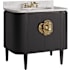 Currey and Company Briallen 36" Free Standing Single Basin Vanity Set with Cabinet and Marble Vanity Top Caviar Black / Natural / White / Antique Brass