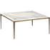 Currey and Company Oblique 36" Wide Engineered Wood, Iron, and Marble Table Natural / Antique Brass