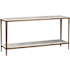 Currey and Company Oblique 60" Wide Engineered Wood, Iron, and Marble Table Natural / Antique Brass