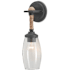 Currey and Company Hightider Single Light 16" Tall Down Light Wall Sconce with Clear Glass Shade French Black / Natural