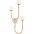 Currey and Company Highsmith 3 Light 36" Tall Wall Sconce with Frosted Glass Shades - Right Brass / Natural / White