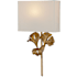 Currey and Company Gingko 1 Light Wall Sconce with Off White Shantung Shade Chinois Antique Gold Leaf
