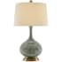 Currey and Company Cait 30" Tall Vase Table Lamp with Linen Shade Grass Green / Antique Brass