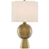 Currey and Company Rami 27" Tall Table Lamp with Fabric Shade Antique Brass