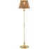 Currey and Company Deauville 55" Tall Torchiere Floor Lamp with Woven Seagrass Shade Polished Brass / Natural