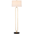 Currey and Company Glossary 67" Tall Torchiere Floor Lamp with Linen Shade Contemporary Gold Leaf / Natural