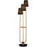 Currey and Company Triptych 3 Light 71" Tall Tree Floor Lamp Natural Rattan / Satin Black