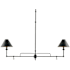 Currey and Company Prosperity 2 Light 45" Wide Wrought Iron Linear Chandelier French Black / Contemporary Gold Leaf