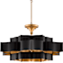 Currey and Company Grand Lotus 6 Light 30" Wide Wrought Iron Chandelier / Semi-Flush Ceiling Fixture Satin Black / Gold leaf